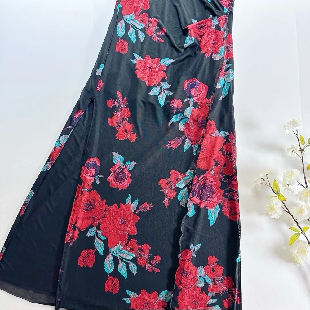 NEW Free People Carmel Floral Mesh Dress Midnight Combo